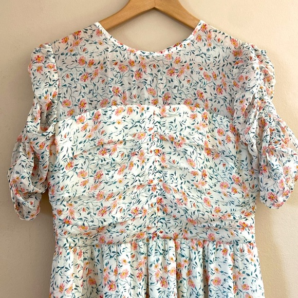 Shoshanna- Silk Chiffon Floral Ruffle Hem Garden Dress - Picture 3 of 9